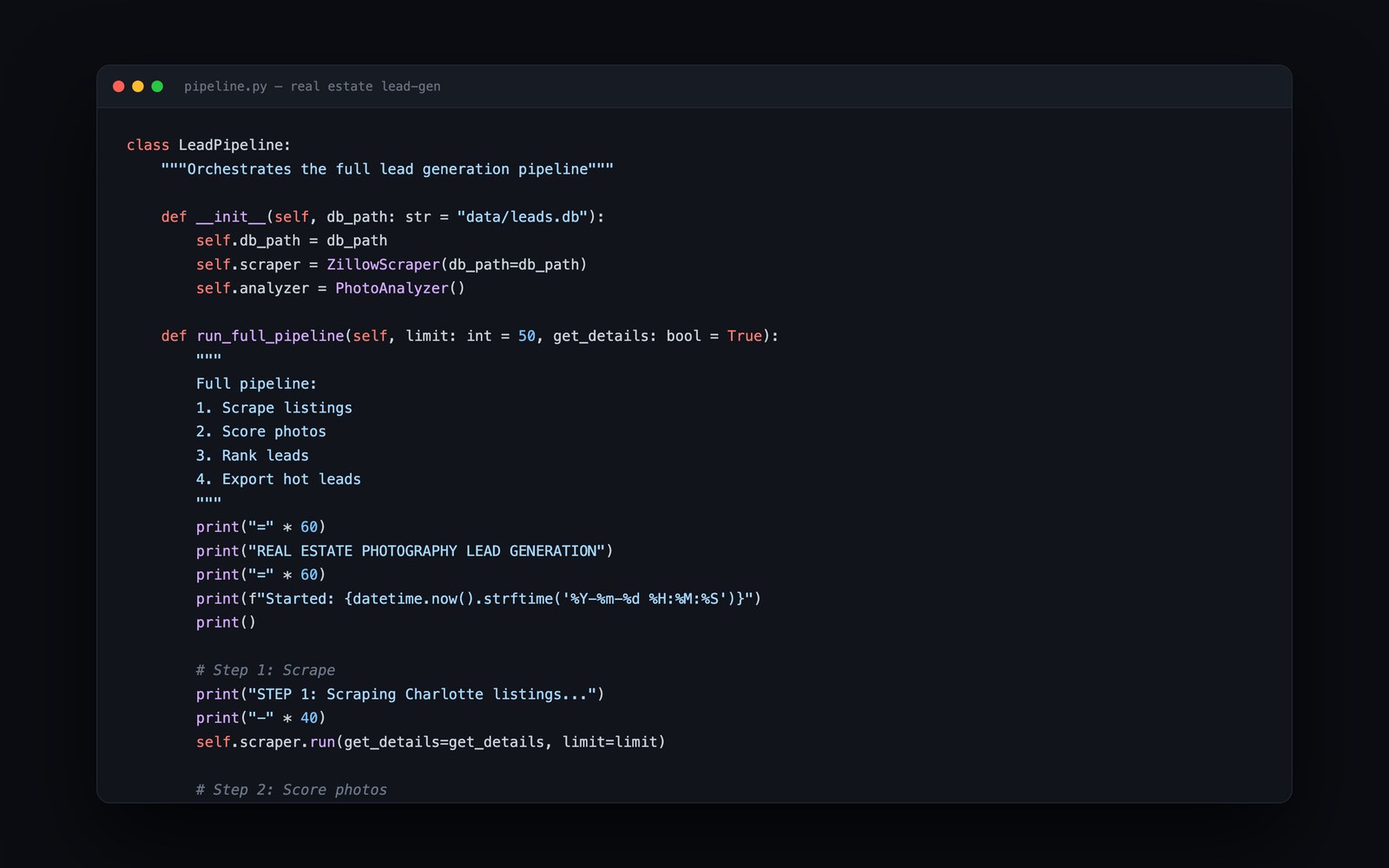 Source code of the lead generation pipeline orchestrator