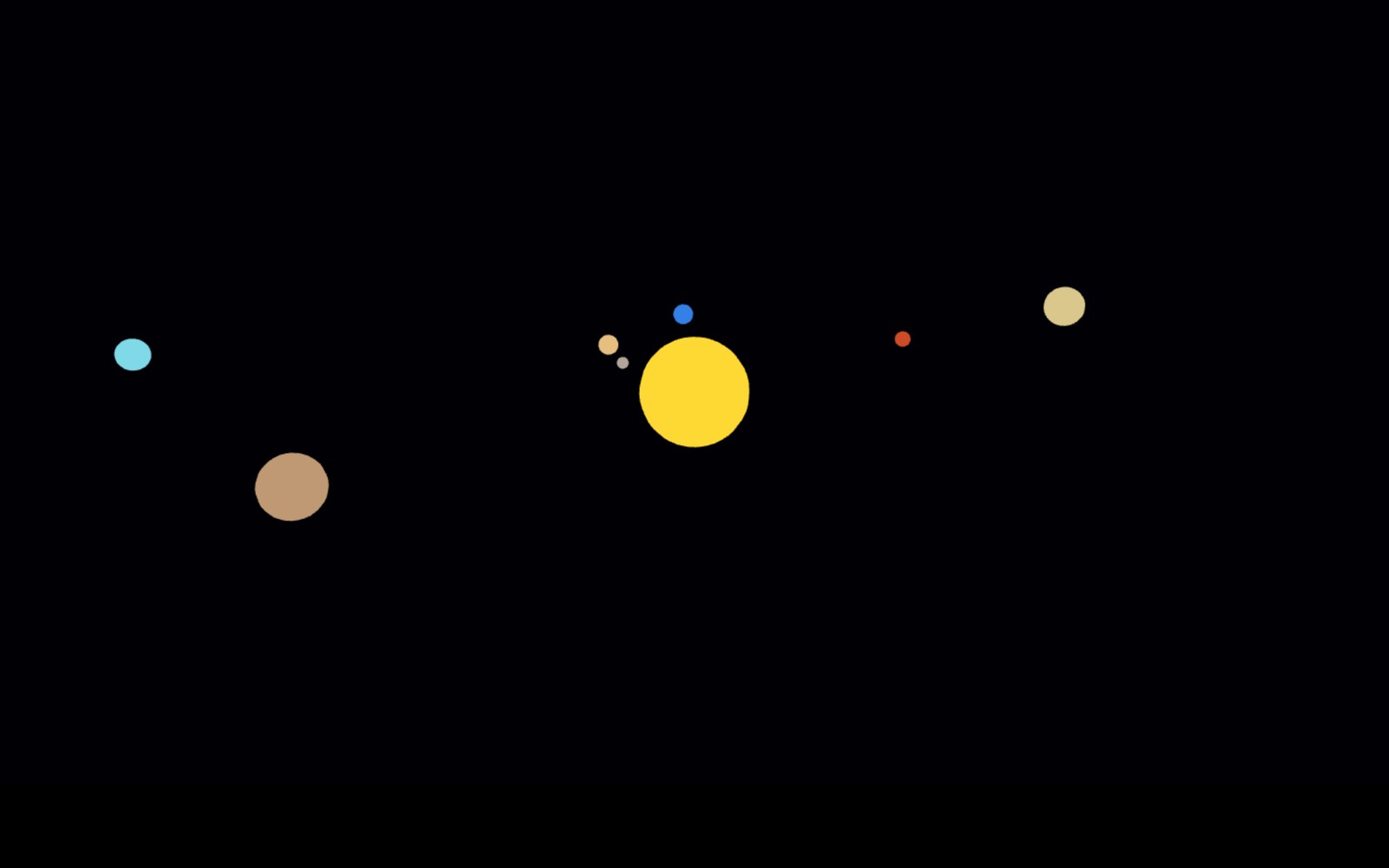 WebGL rendering of the solar system with orbiting planets
